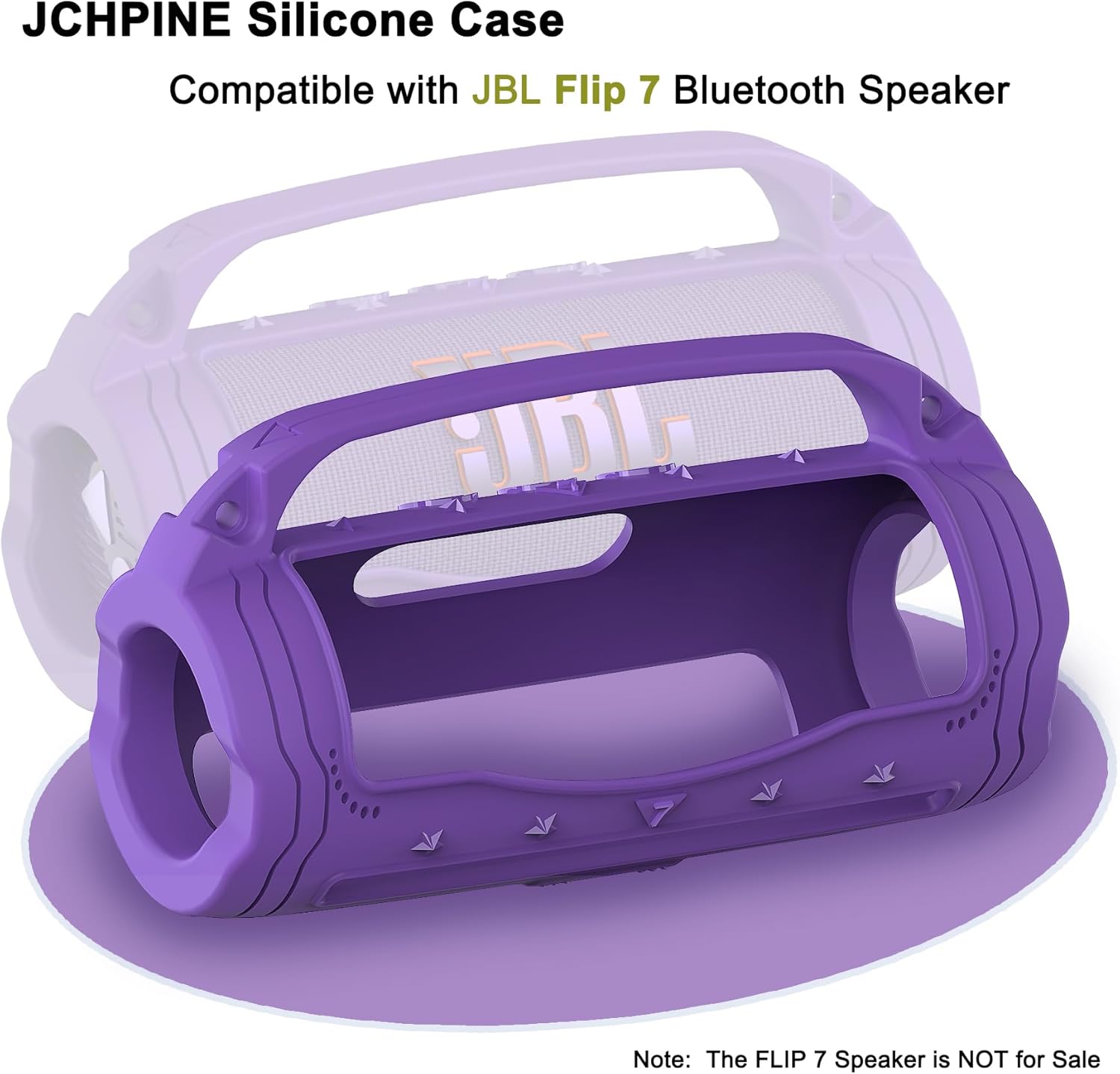 JCHPINE Silicone Cover Case for JBL Flip 7 Portable Speaker, Accessories for JBL Flip 7 Protective Case with Silicone Handle (Purple) - Image 2