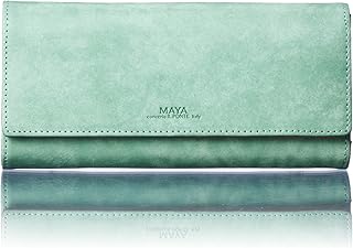 [HENLY COAT] 下町のお 財布 屋さんが作った 使いやすい レディース かぶせ 長財布 アライン Maya イタリア製 牛革 カラーコンビ 縦型 カード40枚収納 取り出しやすい 大型小銭入 母の日 プレゼント ギフト 箱入り (Green/Purple)