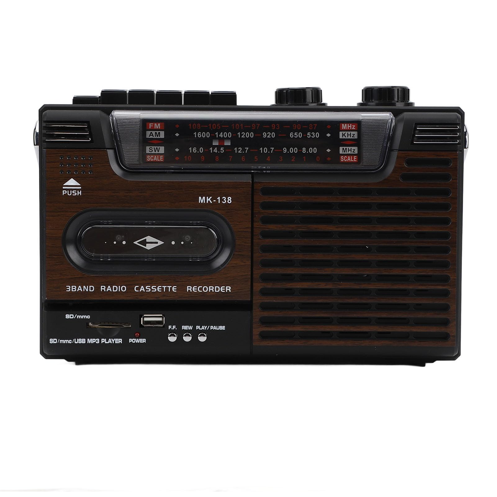 SUNGOOYUE Przenośny Odtwarzacz Kasetowy, 4-pasmowe Radio AM SW FM w Stylu Retro z Gniazdem Karty Pamięci USB i Efektem Bliskiego, do Użytku Domowego w Samochodzie (wtyczka UE) (wtyczka UE)