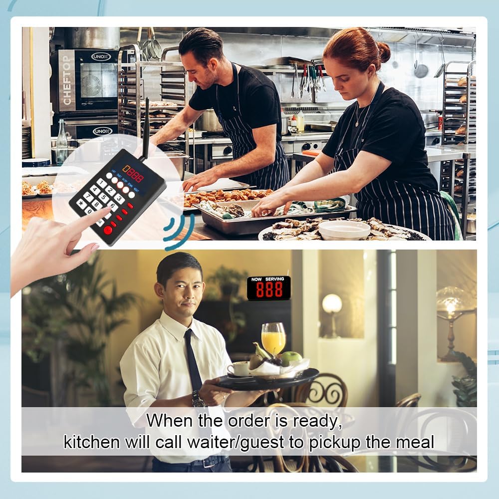 Take a Number System Queue Calling System Now Serving Queue Management System 3 Digit Waiting Number for Restaurant Hospital Medical Clinic Bank Counter Office (1 Keypad 1 Display)