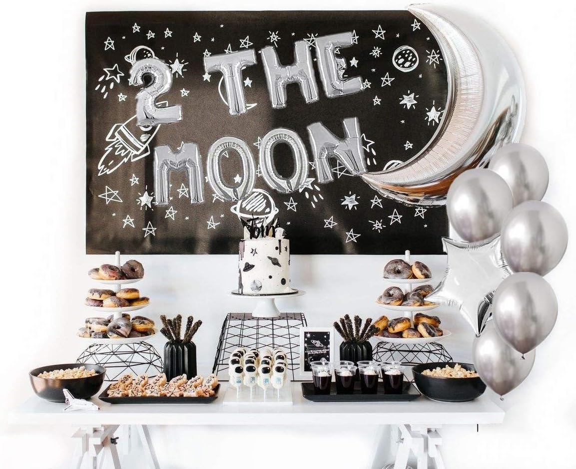 2 the Moon Space Birthday Party Balloons Banner, Two the Moon Balloons Kit for Outer Space, Galaxy Astronaut, Space Man Theme baby 2nd Birthday Party Supplies Decoration