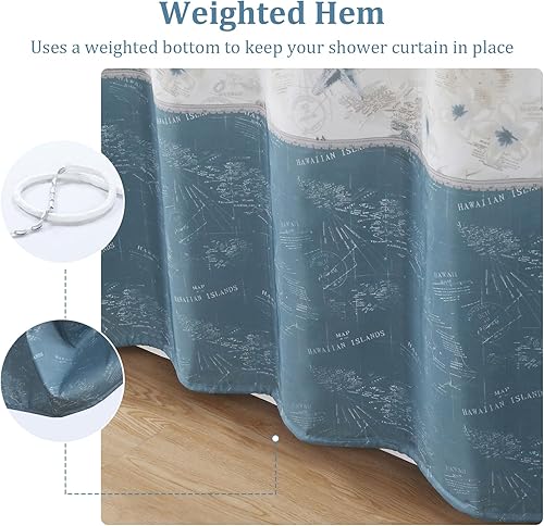 Miniatura 32 de Under The Sea - Cortina de ducha de tela impermeable de poliéster azul marino para baño, 72 pulgadas de ancho x 72 pulgadas de alto Bajo
