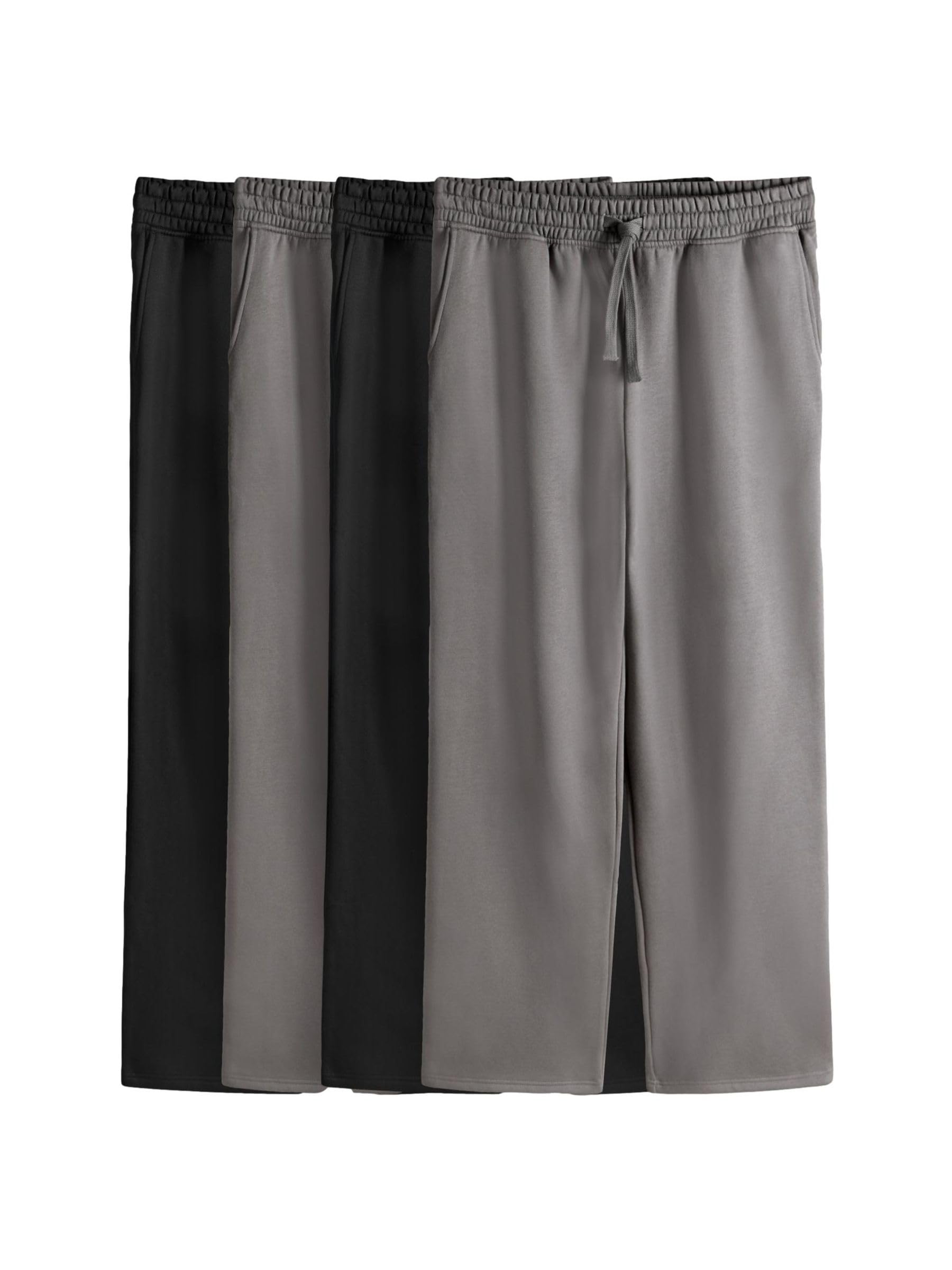 THE SET Homme Pantalon de Jogging Large, Lot de 4 | Coupe standard, Taille mi-haute, Cordon de serrage, Jambe large