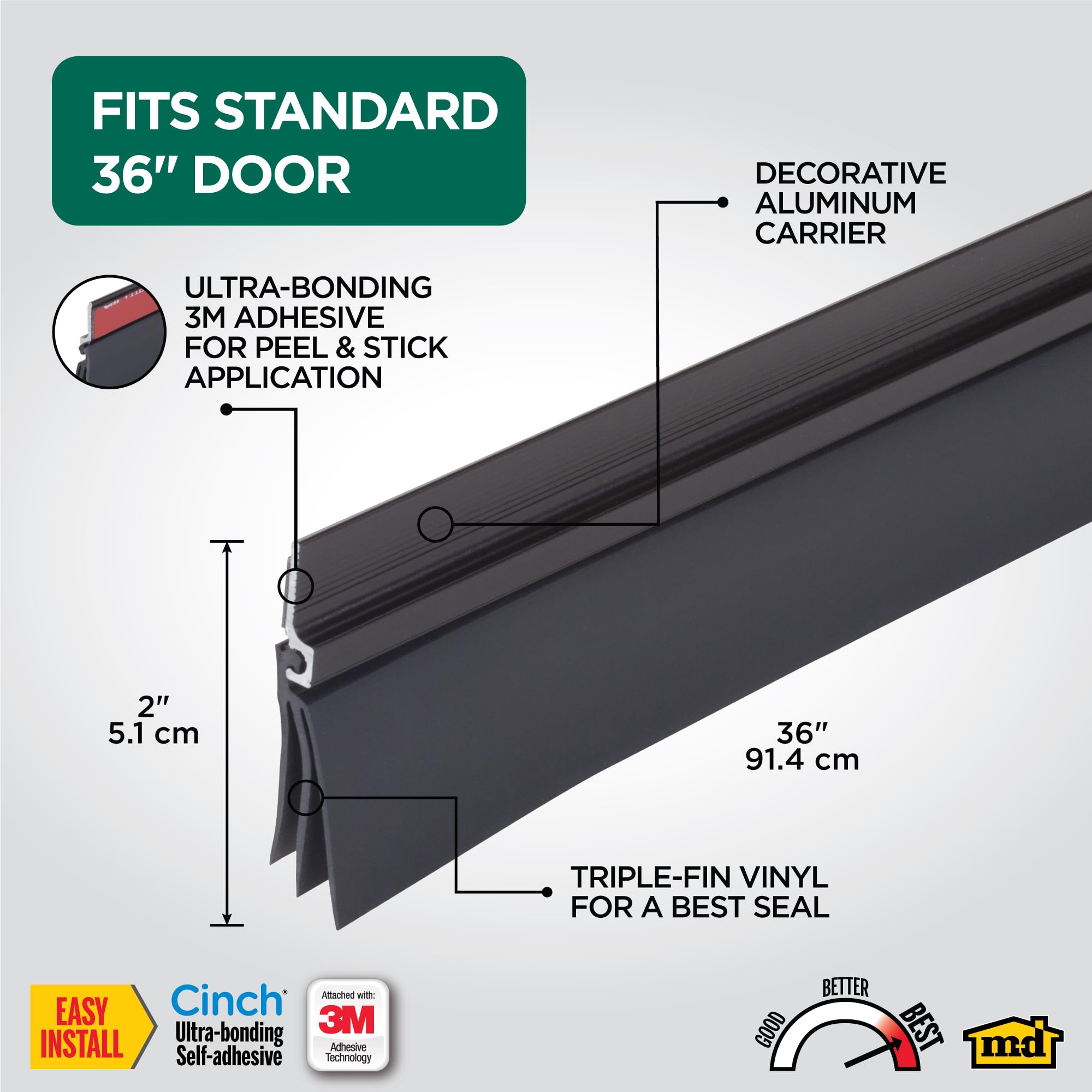 M-D Building Products 43302 36 in. Bronze Aluminum and Vinyl Cinch
