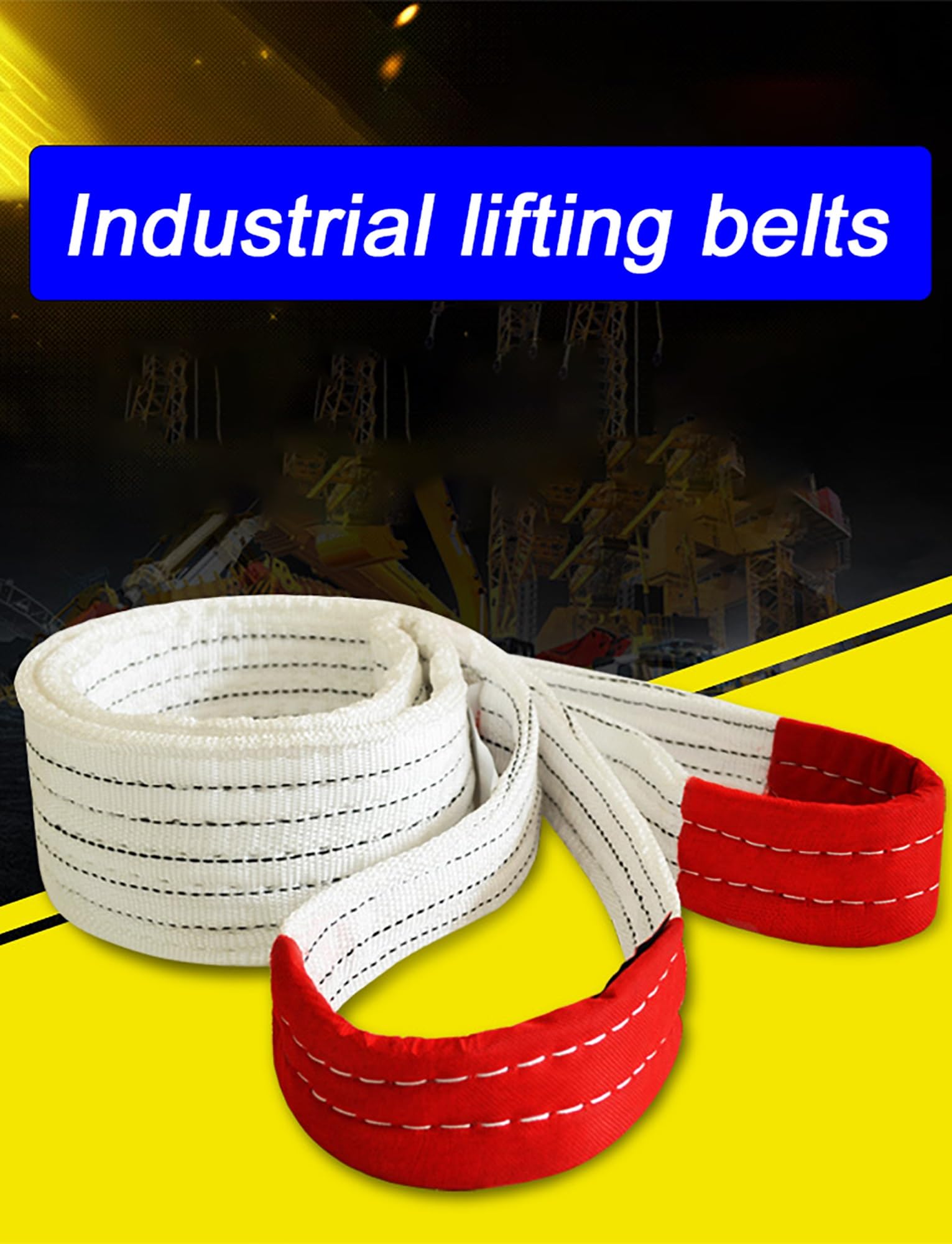 Cinghia di sollevamento a 4 strati, resistente all'usura, for sollevamento gru, sollevamento industriale, cinghia piatta, fune for rimorchio, portata 1-5 t, imbracature di sollevamento(2 ton-10 meters