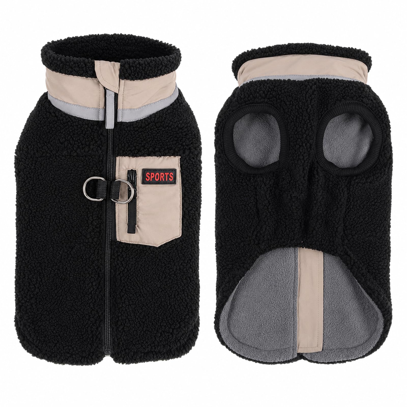 FEimaX Warm Dog Coat Windproof Puppy Winter Jacket with Soft Fleece Lining and D-ring, Doggie Cold Weather Vest Clothes Outfit for Small Medium Dogs