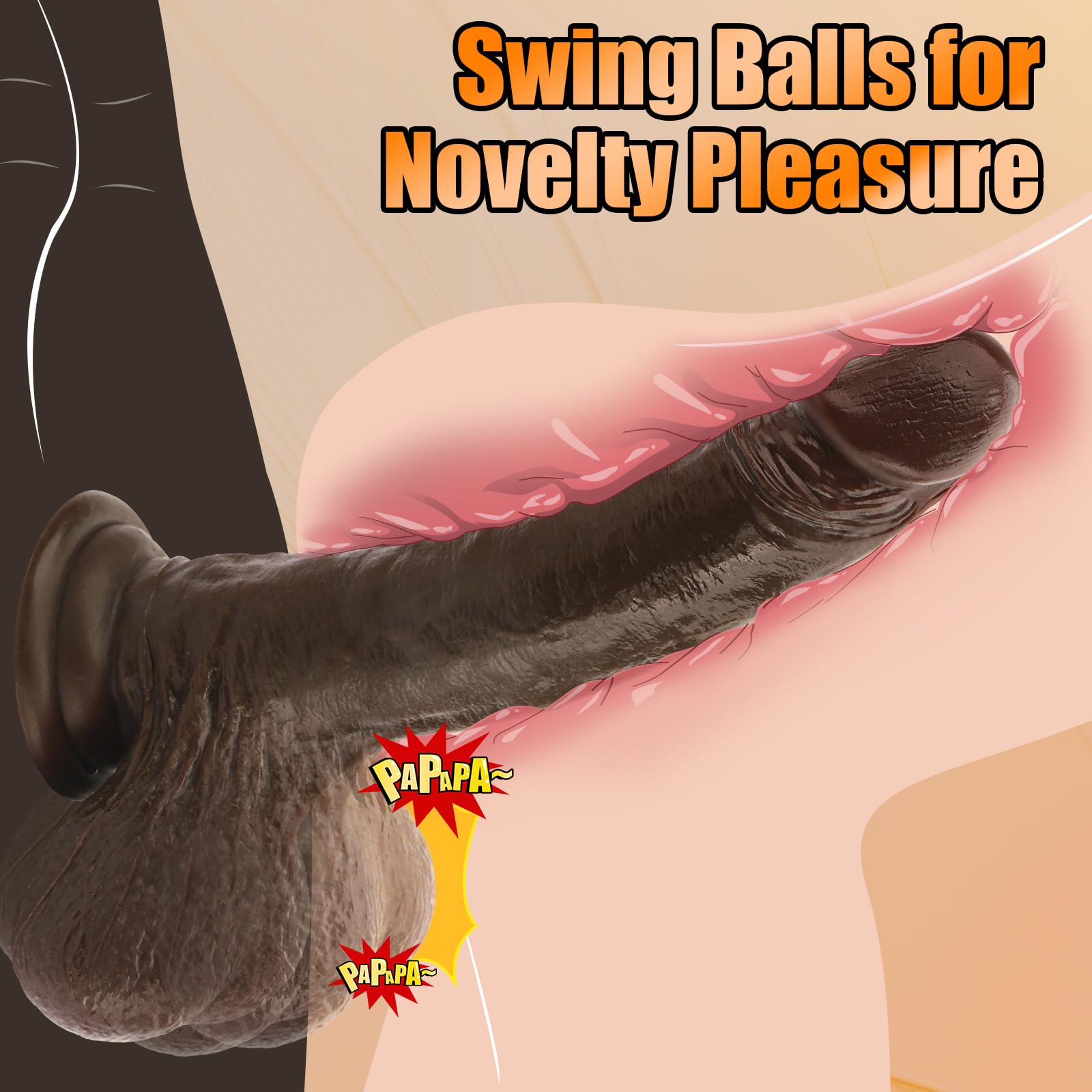 Realistic Huge Dildo with Big Swinging Balls Sex Toys, 9.05“ Long Dildos for Anal G spot Stimulate, Soft Liquid Silicone Didlo with Suction Cup, Real Skin Thick Anal Dildo for Men Women Couples