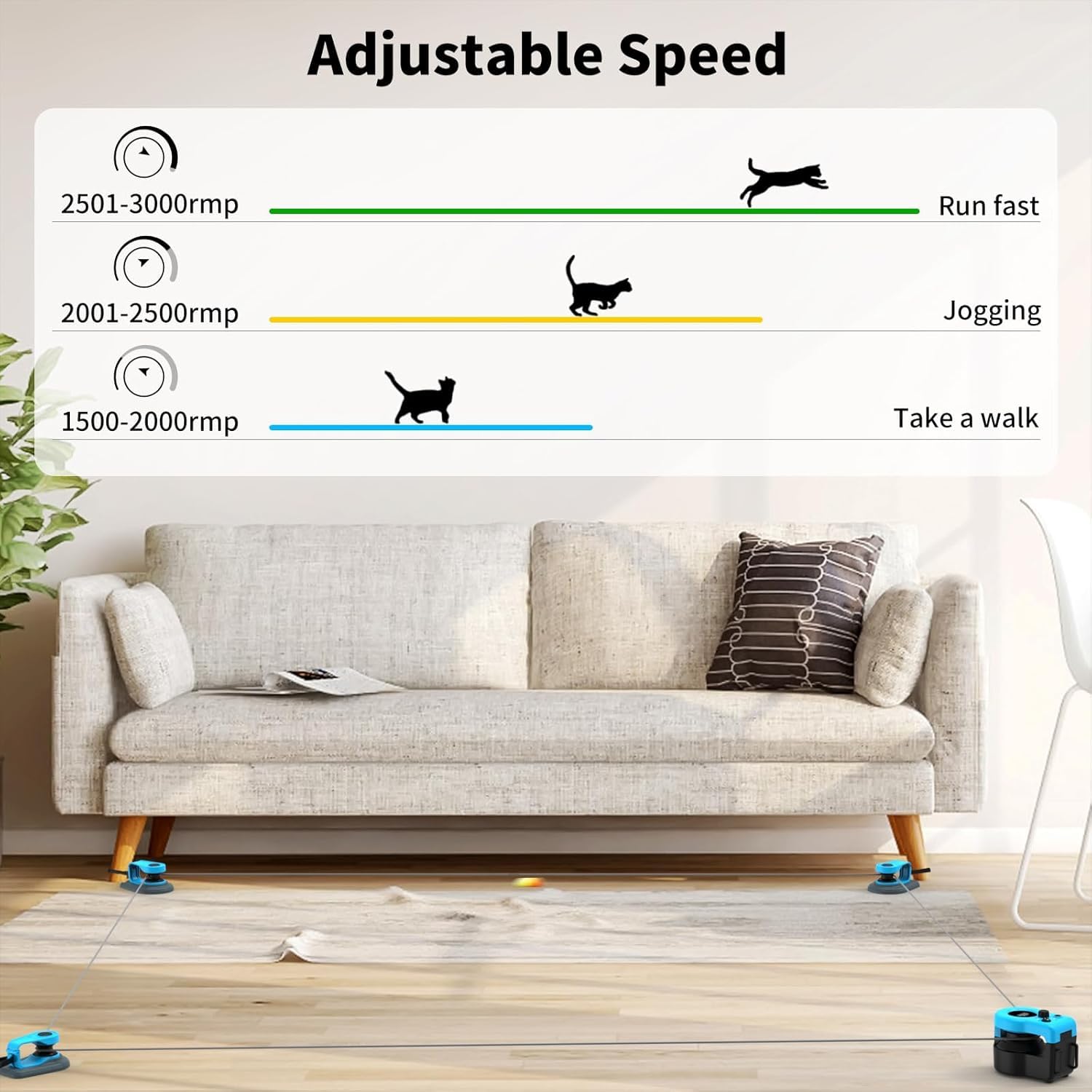 Juguete para gatos autoempleo, juguete interactivo para gatos, juguete de plumas para gatos eléctrico, juguete de caza de gatos simulado, cinta de correr para gatos, modo dual, velocidad ajustable
