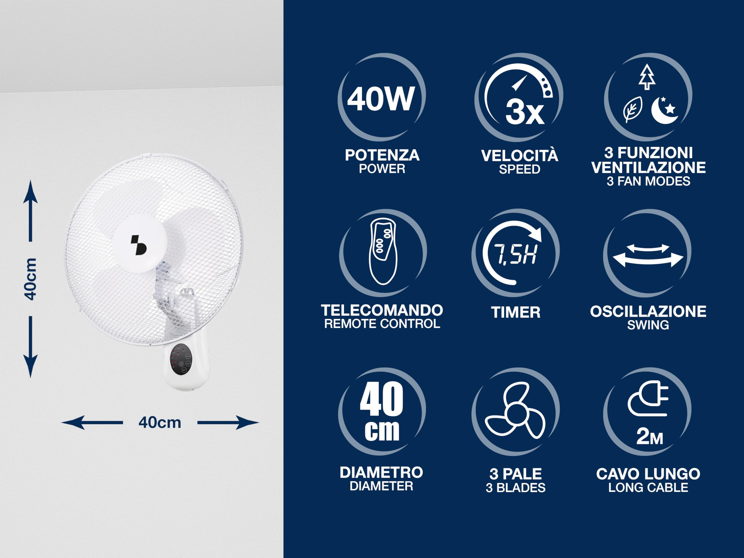 BEPER P206VEN600 Wandventilator mit Fernbedienung und Timer