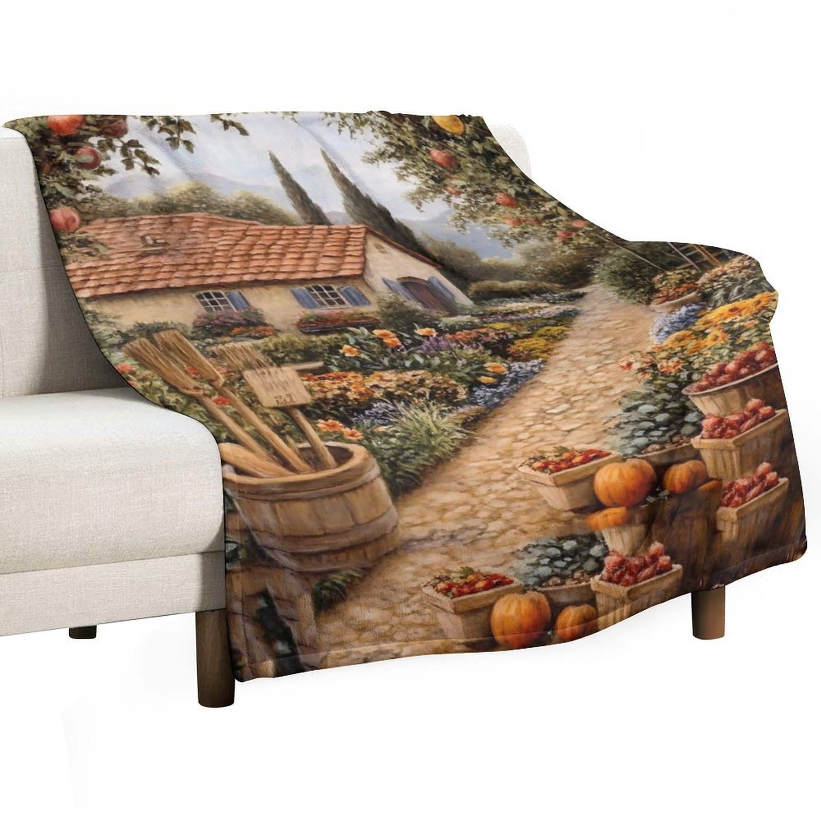 YHGSREUOH Country Garden (2) Flannel Blankets Fleece Soft Throw Lightweight Plush Gifts for Couch, Bed, Cozy Sofa Plush, Chair, Lovers 130x175cm(50x70in)