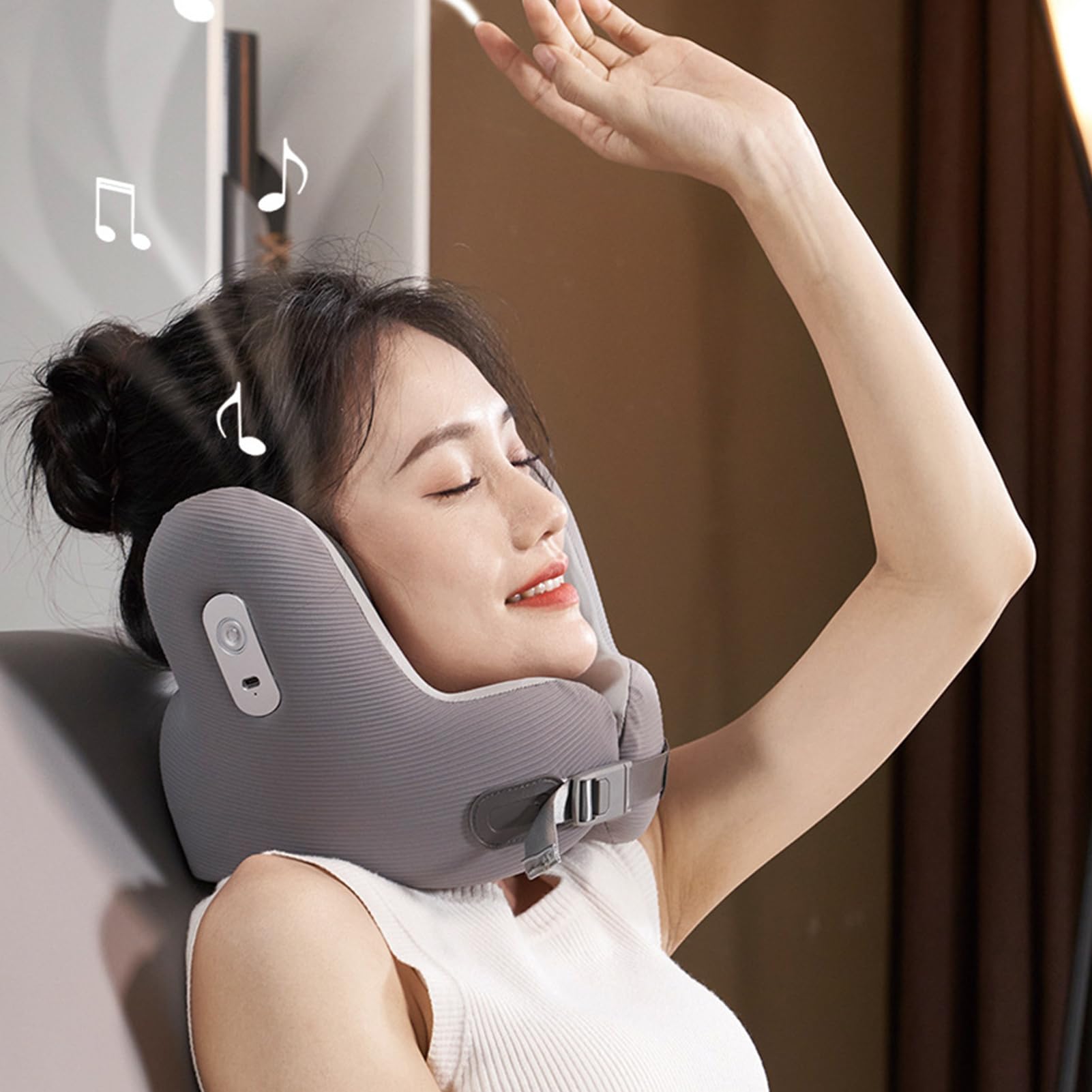 Almohada De Viaje para Cuello Ergonómica, Hebilla Ajustable y antirruido | Almohada para el cuello Cojín Portátil con Reducción de Ruido para Coche Avión Tren Viajes Largos Carretera Adultos Niños