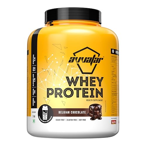 avvatar WHEY PROTEIN | 2Kg | Belgian Chocolate Flavour | 24g Protein | 57 Servings | Isolate & Concentrate Blend