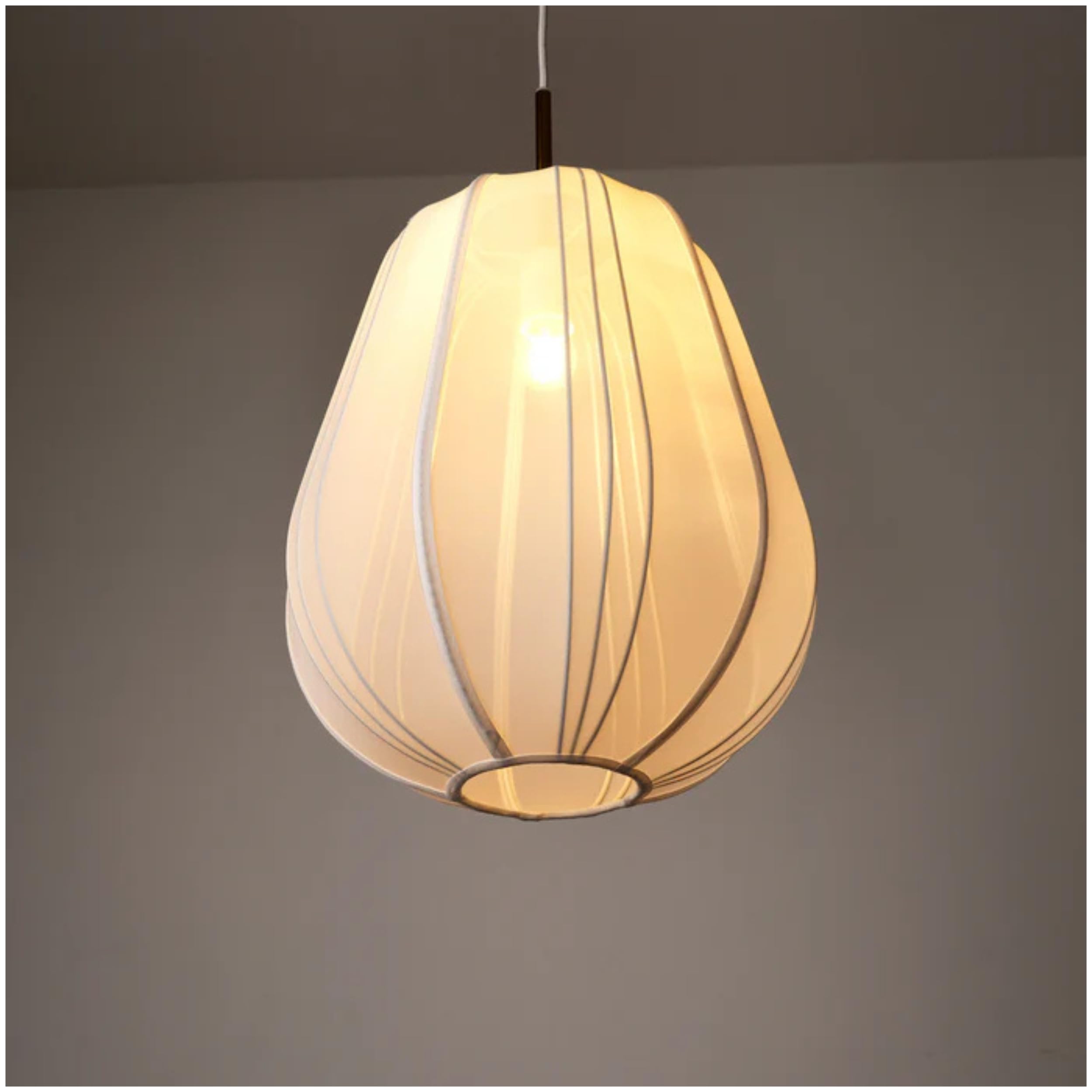 FIG Living Rome Pendant Lamp (Off-White) | 36 x 36 x 45 cm | Best for Living Room, Bed Room, Dining & Study | Handcrafted Fabric with Soft Diffused Glow | Japandi Hanging Light | Ceiling Chandelier-image-34