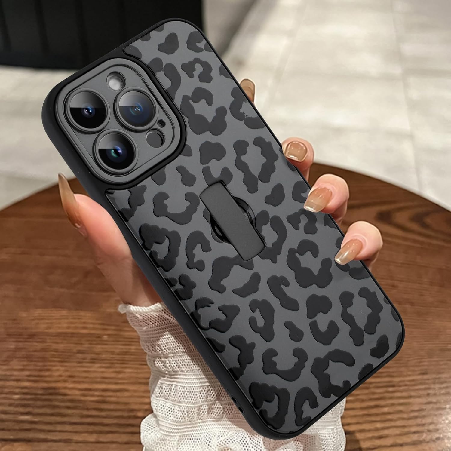 MOWIME Compatible with iPhone 14 Pro Max Case with Finger Strap, Cheetah Print Shockproof Soft TPU Protective Cover for Women Girls, Slim Anti Scratch Case for iPhone 14 Pro Max 6.7 Inch, Black - Image 6