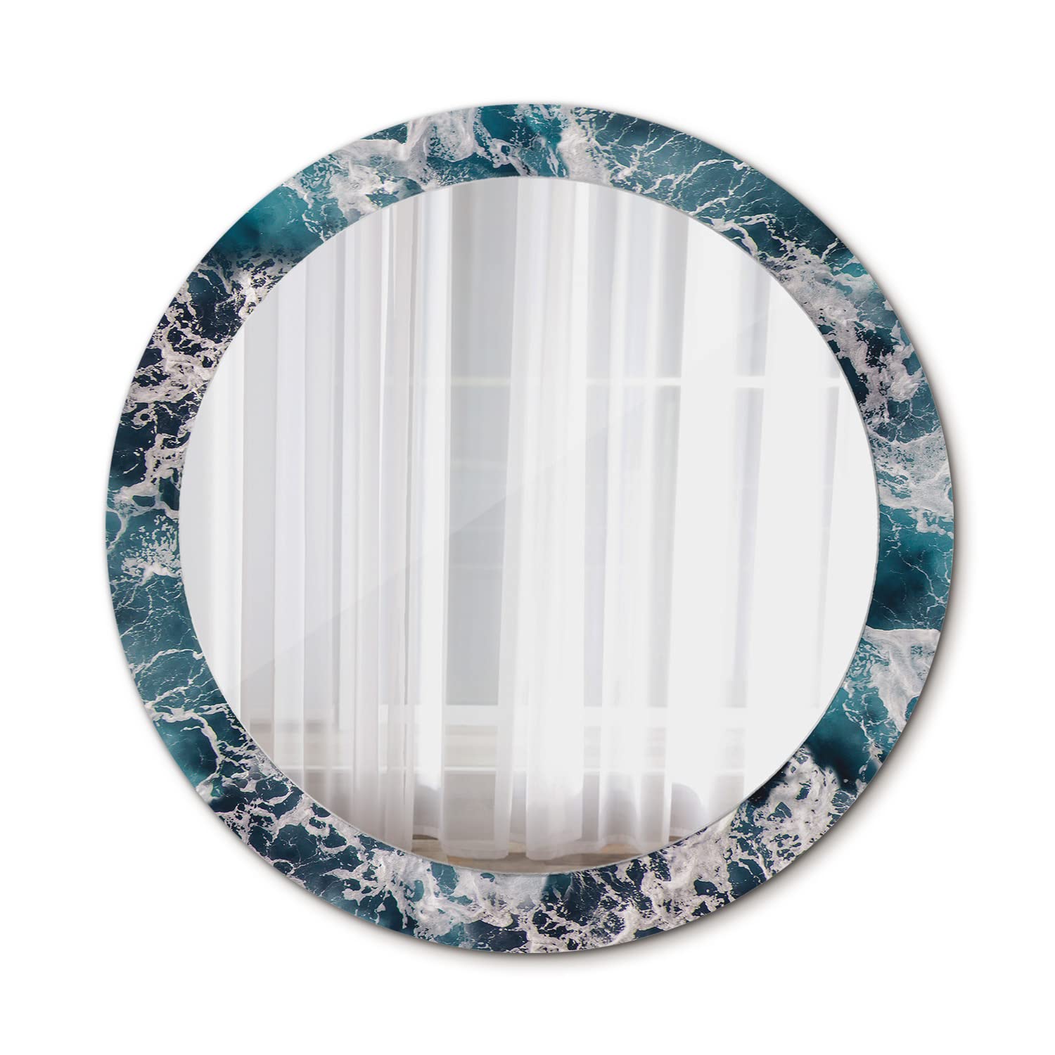 Tulup Wall Mirror Circular Mirror with Print Ø31.50 in / 80 cm Unique Mirror Glass Overprint Home Decoration - stormy sea