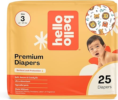 Miniatura 52 de Pañales Hello Bello, talla 4 (22-37 libras) Superstars, 21 unidades de pañales desechables premium para bebé, hipoalergénicos con sensación suave