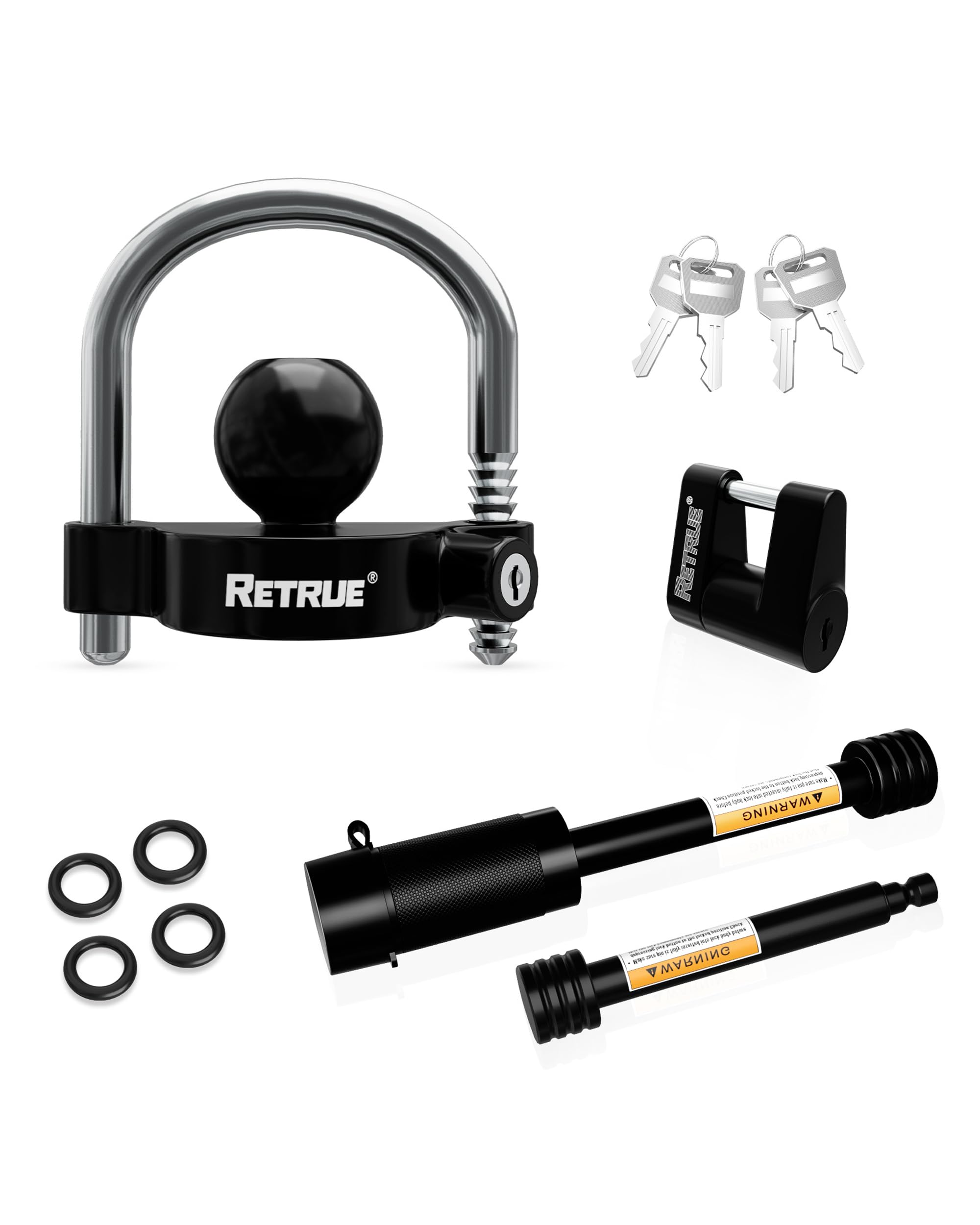 Photo 1 of RETRUE Keyed Alike Trailer Lock Set Tow & Store Lock Kit Include Universal Coupler Lock & Dual Hitch Receiver Pin Lock & Trailer Tongue Lock, Black
