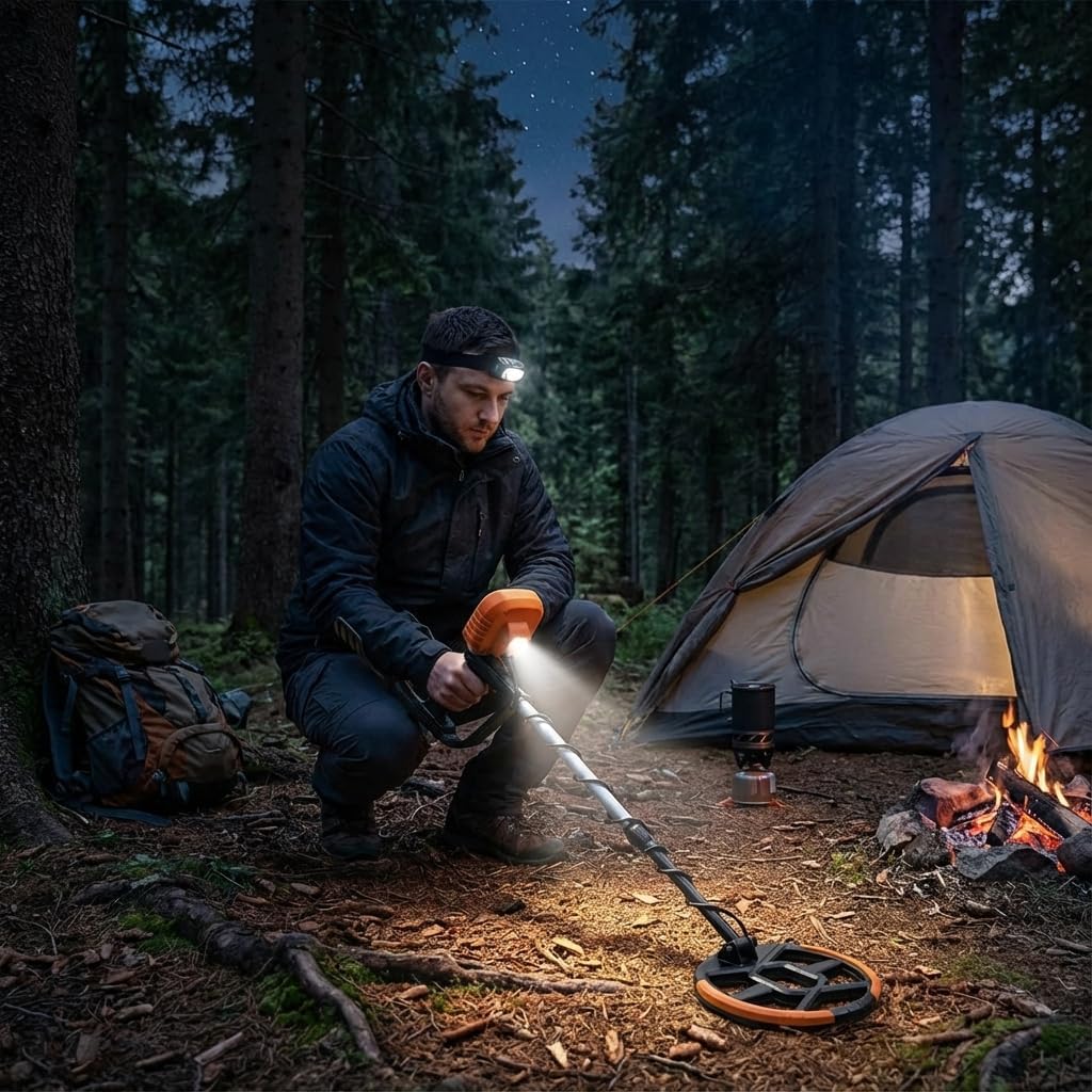 Metal Detector with Light Professional Metal Detector for Adult Waterproof 7.8" Search Coil with LCD Display, High Accuracy Adjustable Metals Detectors for Beach Hunting Gold Finder