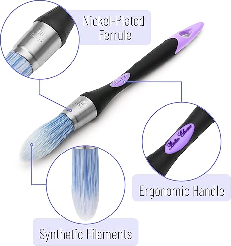 Miniatura 36 de Bates - Brocha de pintura para recortar, 0.75 pulgadas, mango ergonómico antideslizante, cerdas sintéticas, pinceles de corte para pintar, negro
