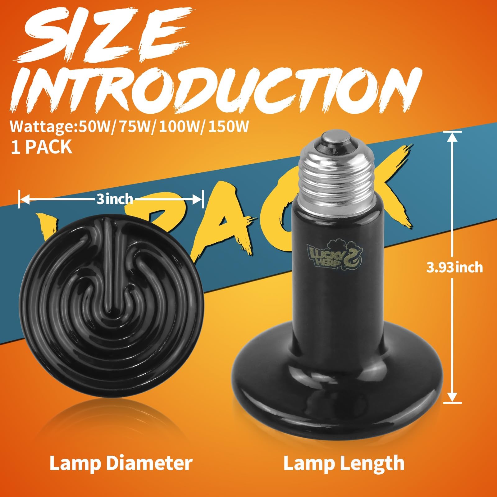 LUCKY HERP Ceramic Heat Emitter, Reptile Heat Lamp Bulbs 100W - Image 3