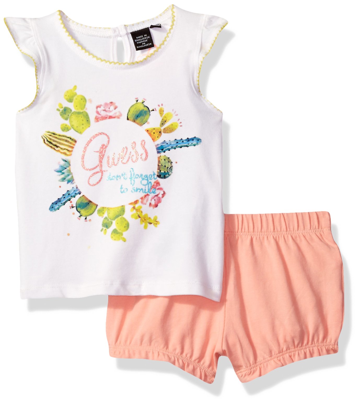 GUESS Baby Girls' Set-Tank Top and Diaper Cover, True White 12M
