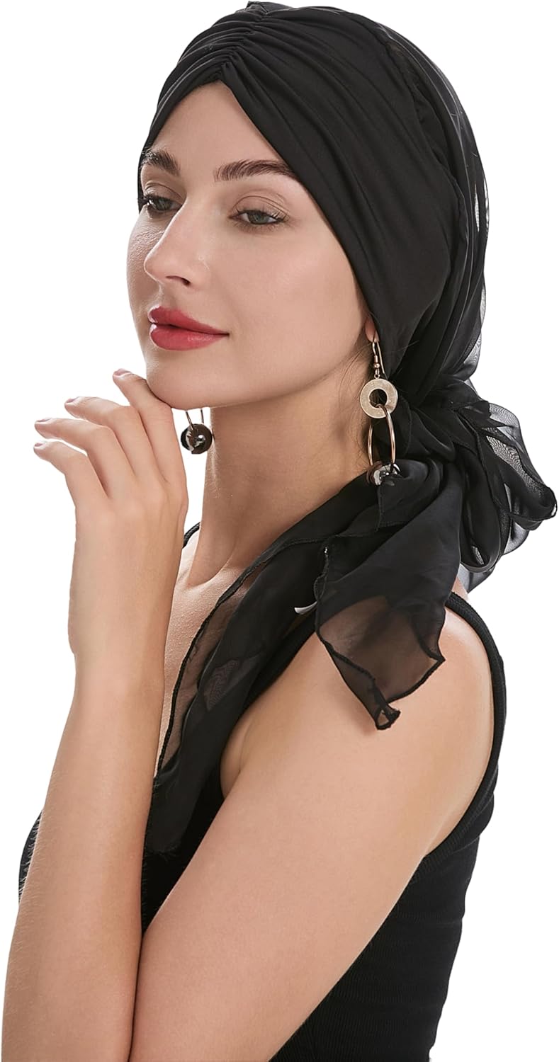 ZLYC Chemo Headwear Head Scarf Headwraps Long Head Covering Lightweight Beanie for Women - Image 3