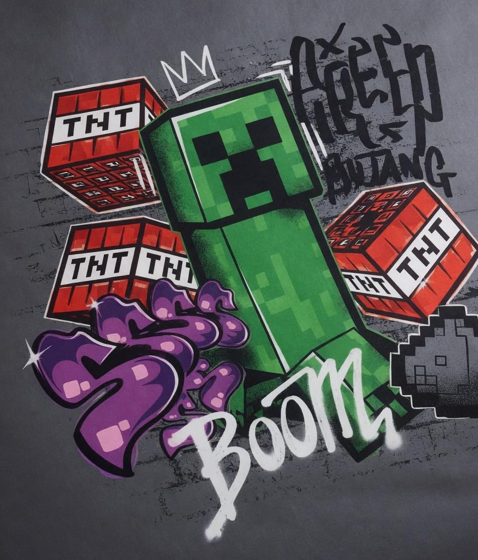 Minecraft Funda Nórdica Doble 240x220 Metro Art + 2 Fundas 63x63 | Licencia oficial | Microfibra Oeko-Tex secado rápido | Graffiti Creeper TNT Pixel | Reversible 2 diseños | Gamer