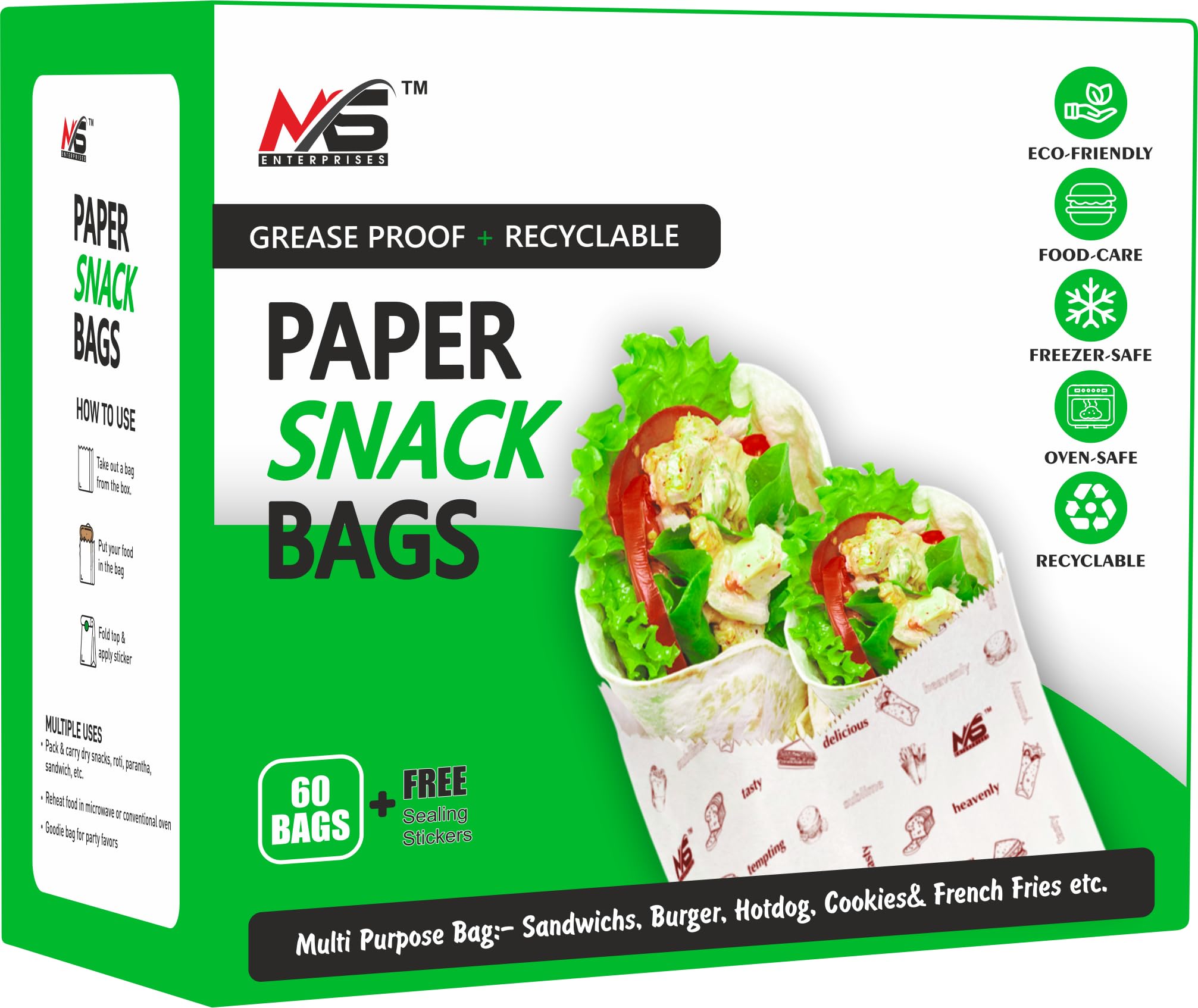 Paper Snack Bags - 240 Pack with Stickers -7 Paper Snack Bags - 240 Pack with Stickers -7
