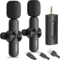 Vista 1 de Micrófono Lavalier inalámbrico dual para iPhone/teléfonos Android/cámara DSLR/Laptop/MacBook/GoPro/videocámara, micrófono profesional de solapa