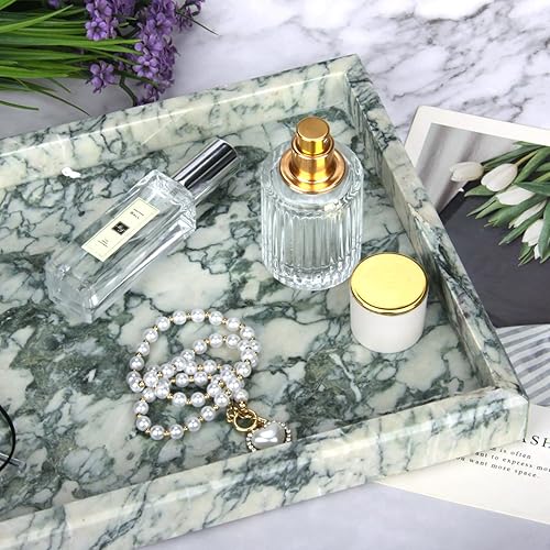 Miniatura 122 de Bandeja de tocador de baño de mármol, bandeja de tocador de lujo natural para el hogar, cocina, baño, bandeja decorativa de piedra para encimera
