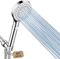 FASDUNT High Pressure Handheld Shower Head with 80" Hose, 5 Spray Modes, ON/OFF Switch & Adjustable Bracket - Ideal for Pets & Kids Bath