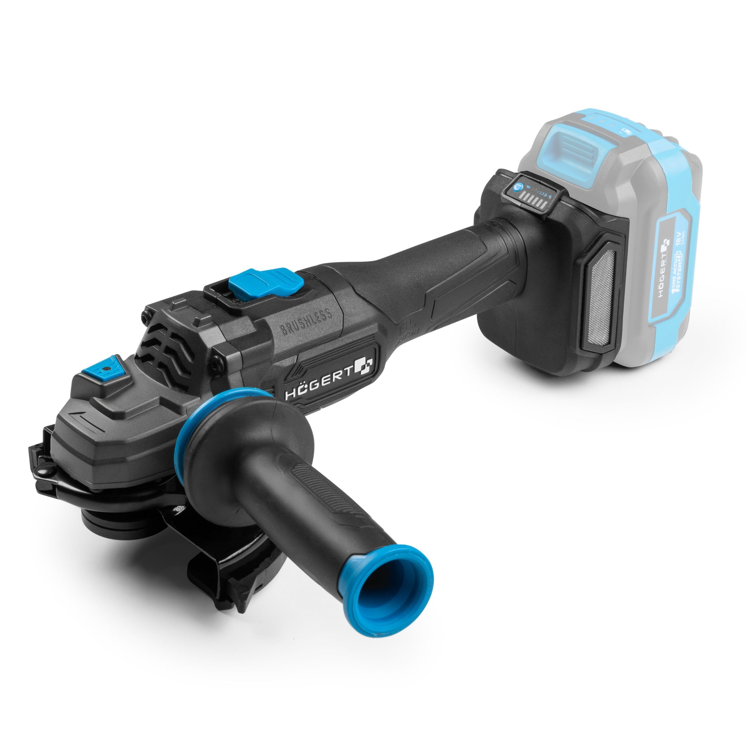HÖGERT TECHNIK Smerigliatrice angolare a batteria 125 mm 18V brushless, troncatrice senza fili con regolazione velocità, flex per tagliare, levigare e sbavare metallo, senza batteria inclusa