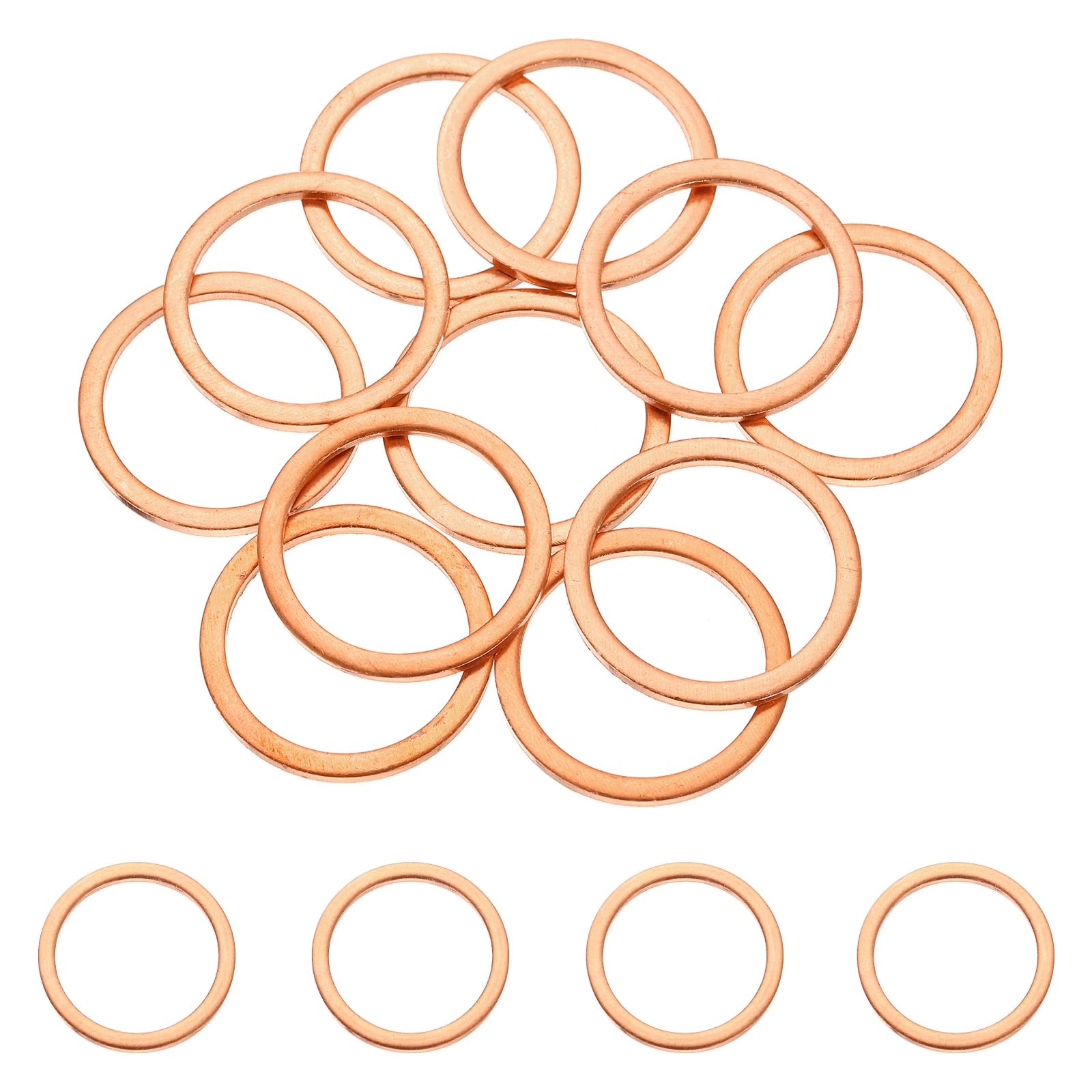 DEFANEX 16 Pcs M26 Copper Washer Sealing Ring (26mm ID 32mm OD 2mm Thickness) Metric Sealing Gasket Flat Crush Washer, for Automotive Plumbing Mechanical Oil Drain Plug โ image 1
