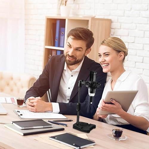 Miniatura 8 de Toyvian Soporte de micrófono de escritorio ajustable con base estable y soporte de montaje de choque, soporte de mesa para micrófono de mesa que