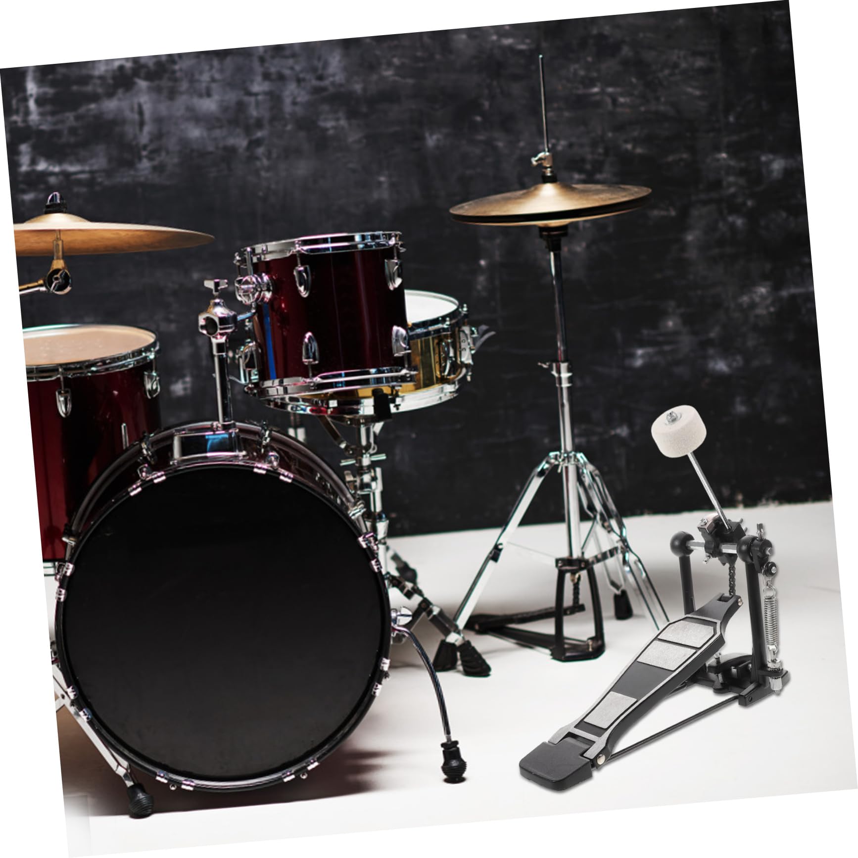 HANABASS Pedale per Batteria Jazz con Movimento a Catena Singola in Lega di Alluminio Nero Pedale Singolo Portatile Accessorio con Chiave per Tamburo Adatto a Batteria Acustica