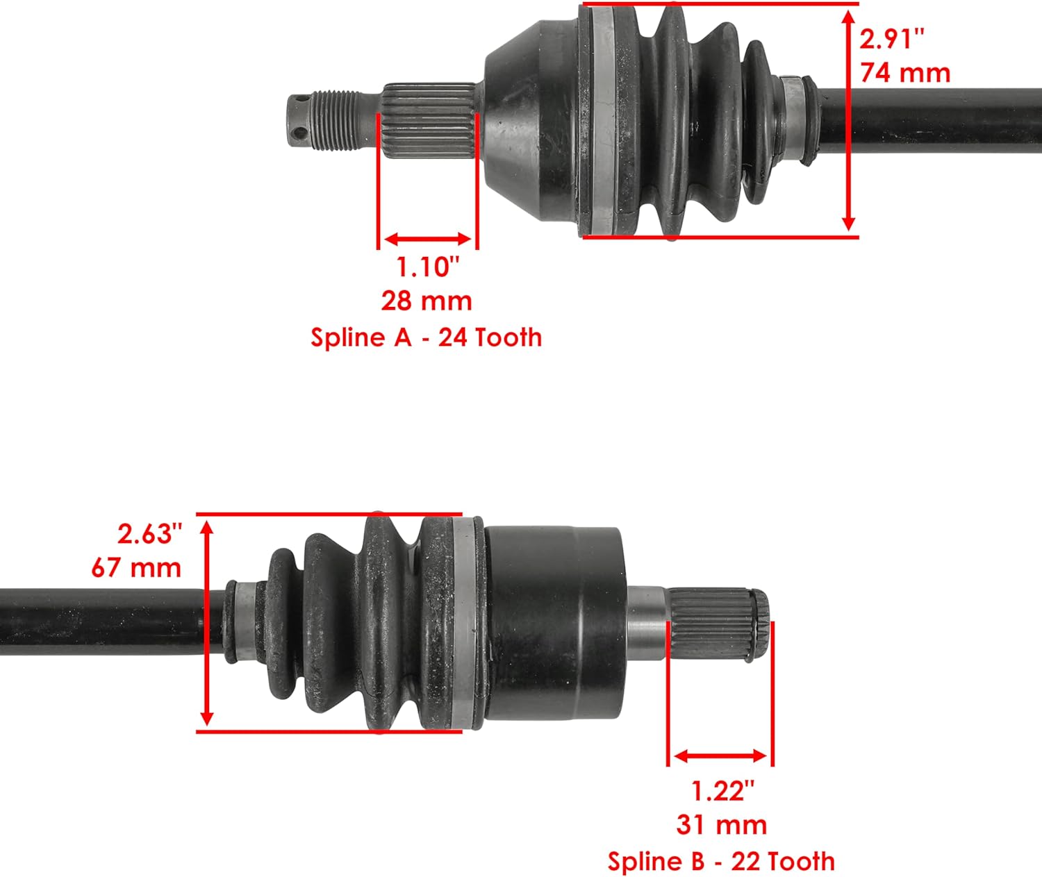 Caltric Rear Right Complete Cv Joint Axle Compatible with Honda 42250-HP7-A01
