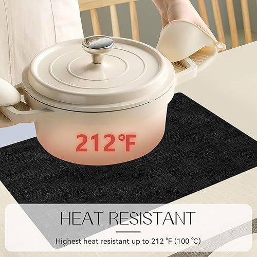 Miniatura 3 de Romanstile Juego de manteles individuales de vinilo de 6 a 12 x 18 pulgadas, resistentes al calor, 100% impermeables, a prueba de aceite, lavables,