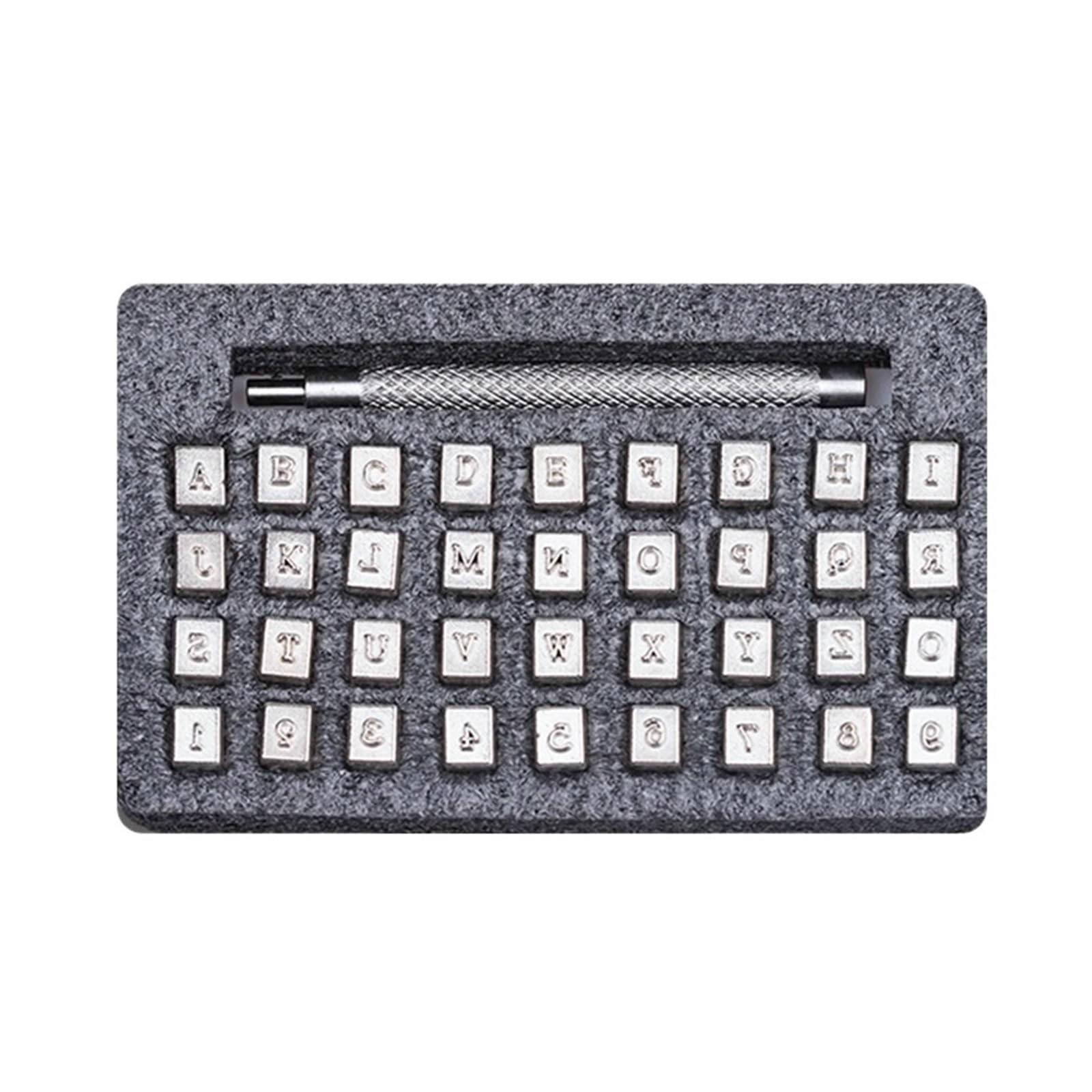 Leather Letter Stamp Set Leather Alphabet Stamps Punch Capital Letters & Number Stamping Tools Set DIY Logo Punching 4mm/6mm Metal(Size 4mm (37Pcs))