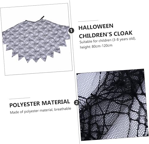 Vista 8 de MUCKLILY 2pcs Children's Spider Web Cape Halloween Child Costume Halloween Costume Cape Gothic Spiderweb Cape