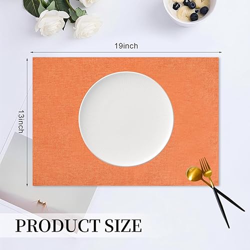 Miniatura 2 de Juego de 6 manteles individuales de tela tipo lino, 19 x 13 pulgadas, doble capa gruesa, sin arrugas, resistente al calor, para comedor, cocina,