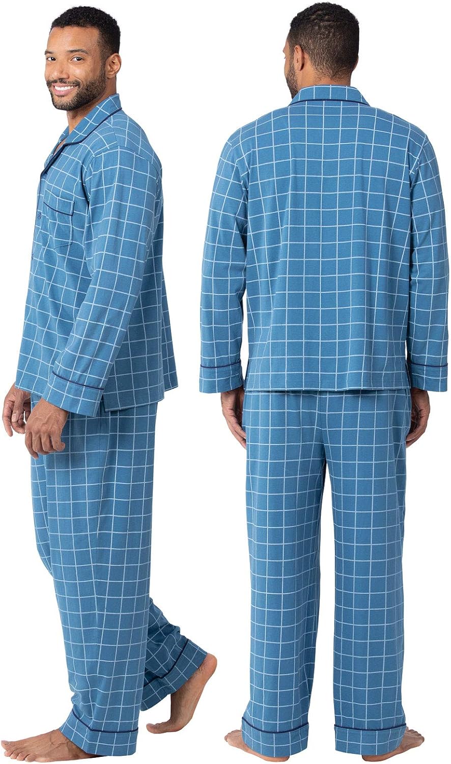 PajamaGram Winter Flannel Men’s Pajamas - Men's Knit Flannel Pajamas Set