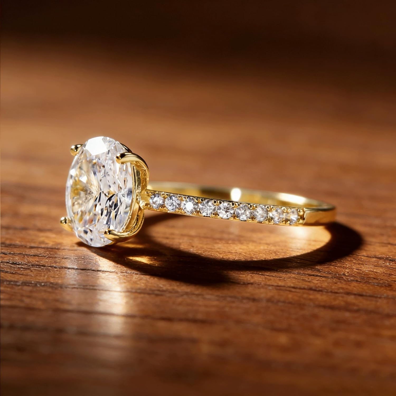 Dulin 1ct/2ct/3ct Oval Cut Cubic Zirconia Engagement Ring for Women 14K Gold Plated 925 Sterling Silver Promise Wedding Ring Gift for Her - Image 6