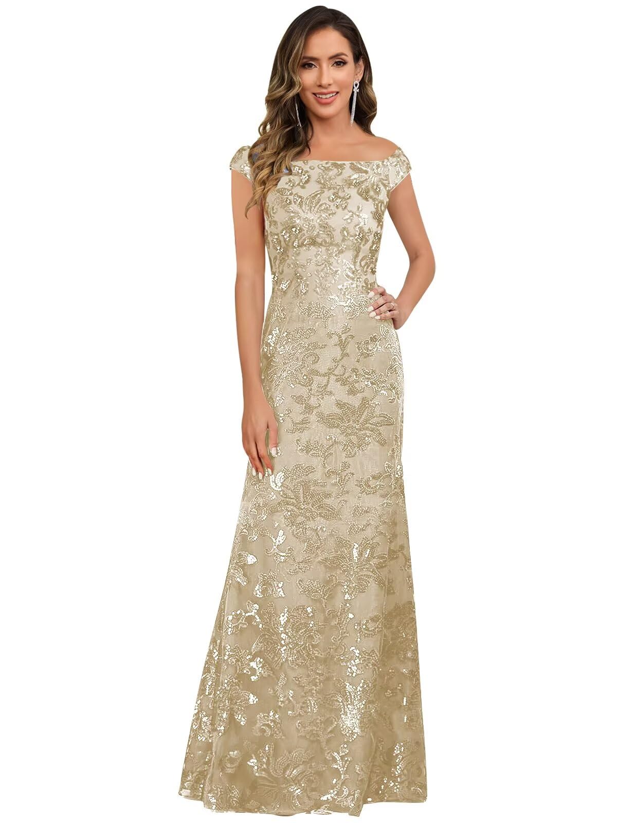 Mother Of The Bride Dresses For Women Off The Shoulder Sequin Evening Formal