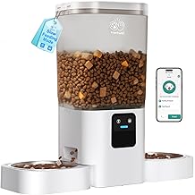 Frienhund 5G WiFi Automatic Cat Feeder 2 Cats: Dual Automatic Dog Feeder with APP Control, Cat Food Dispenser for Multiple Pets, Detachable for Easy Clean, 7L Large Food Storage -29 Cup (ACF190W-C)