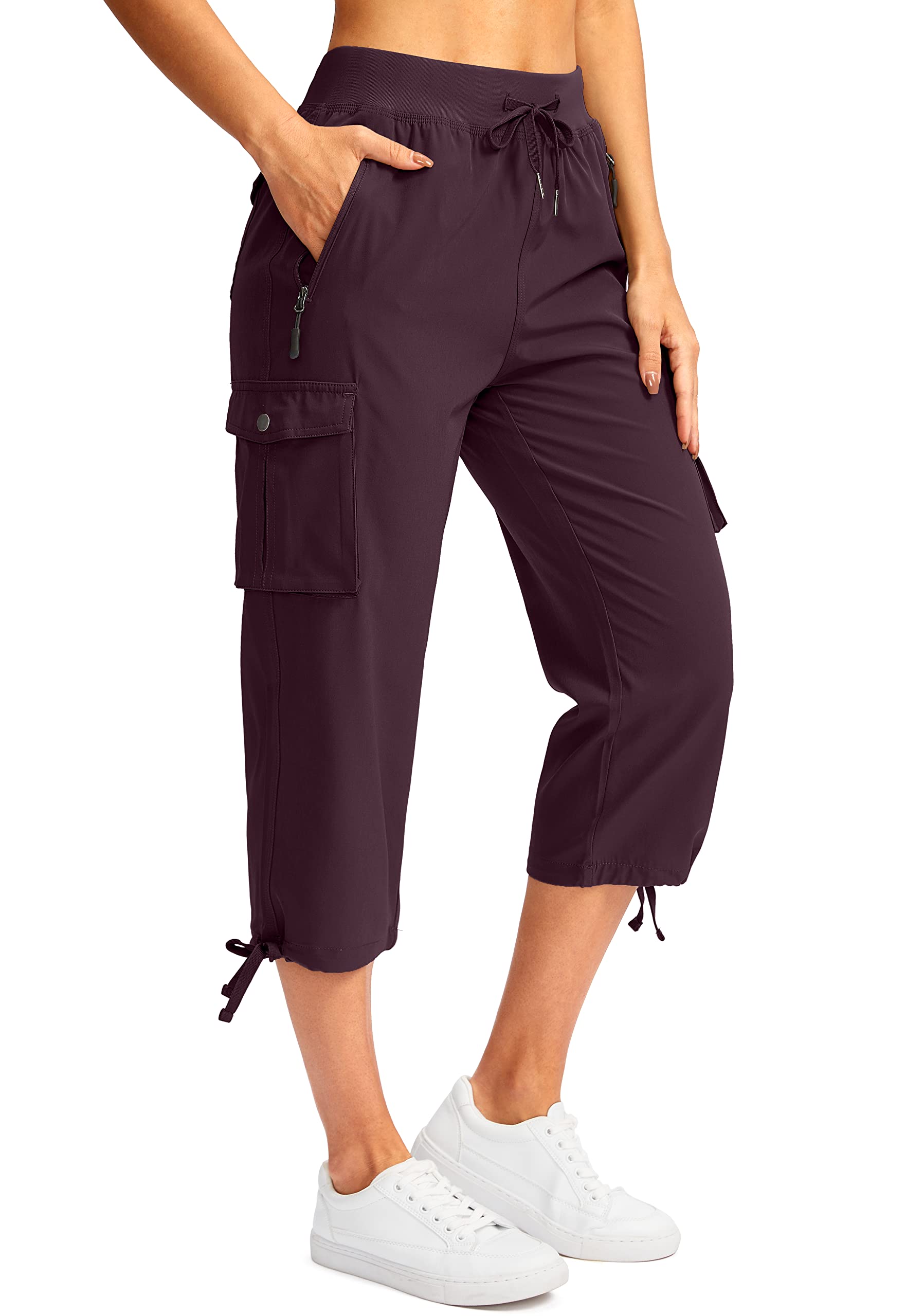Soothfeel Women's Cargo Capris Pants with 6 Pockets Lightweight Quick Dry