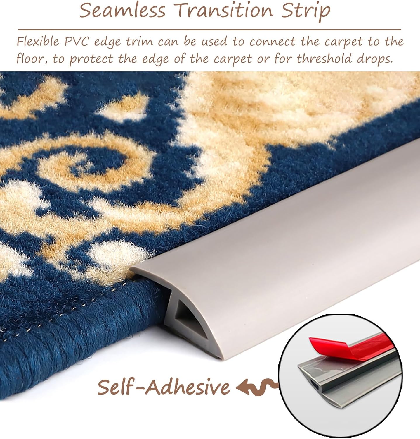 Threshold Strip PVC Floor Smooth Transition Strip, Cuttable Divider Strip for Garage/Home Gym, Self-Adhesive Carpet Trim/Threshold Ramp, 3.3ft-33ft (Color : Black, Size : Lenght-4m(13ft))