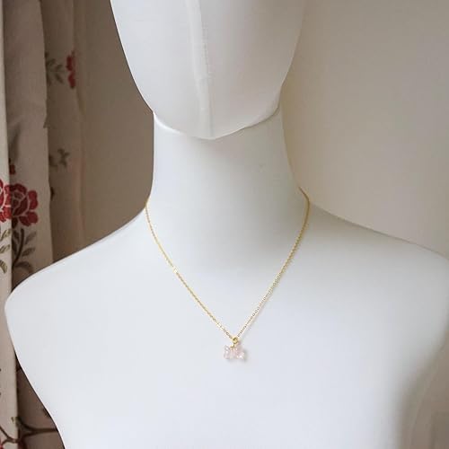 Miniatura 2 de Rose Quartz Butterfly Pendant Necklace with Adjustable 925 Sterling Silver Gold-Plated Chain  Adorable Elegance Gift for Women and Girls