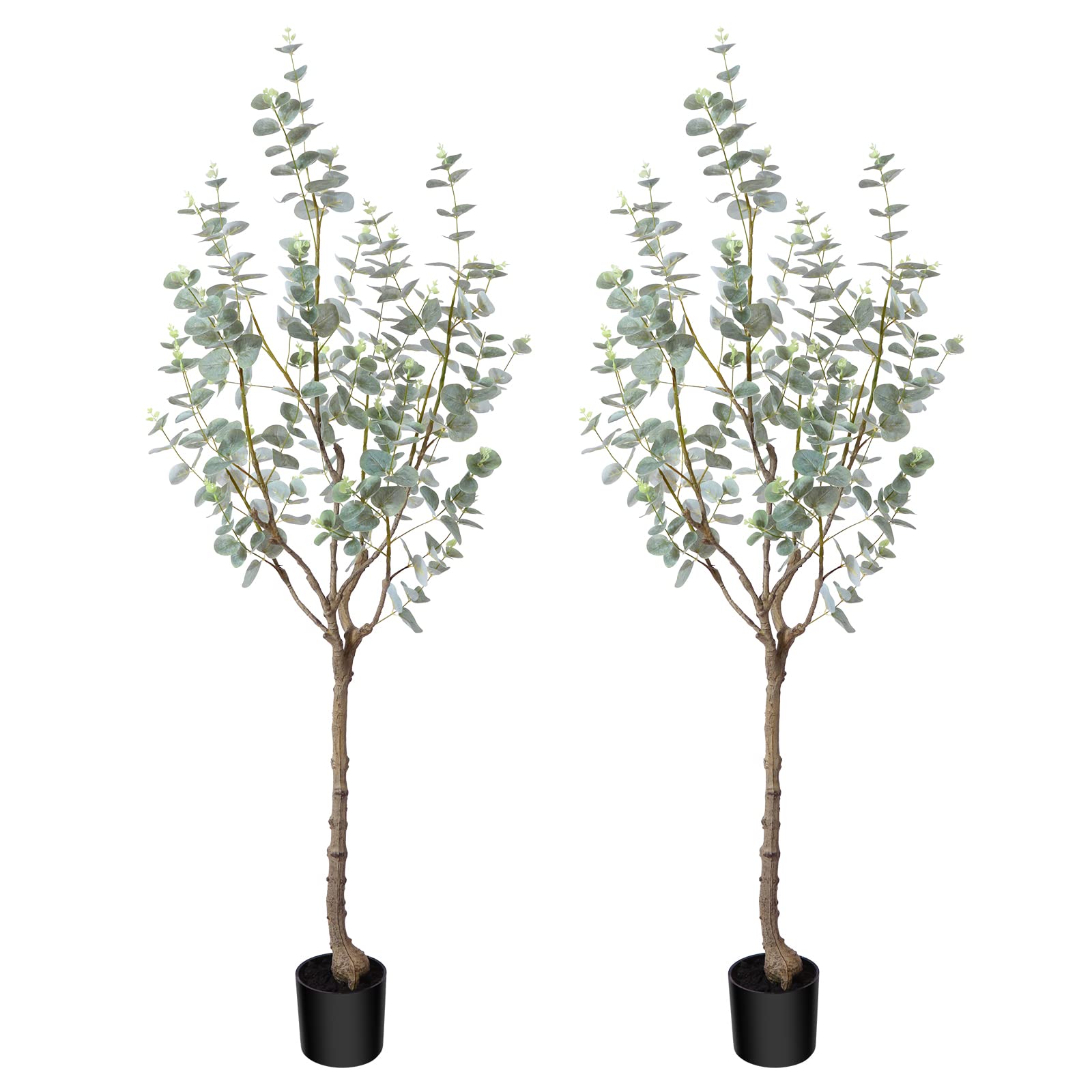 LOMANTO Outdoor Artificial Topiary Cedar Tree 2Pack Fake Tree 4.5 Ft UV Rated Potted Plants for Porch Decor Faux Pine Tree for Perfect Housewarming Gift
