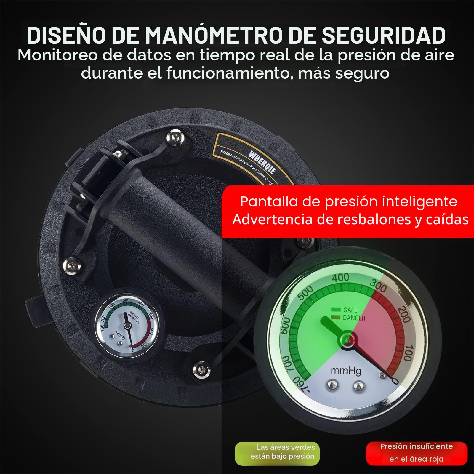 2 Pack Ventosa-Capacidad de Carga de 220 kg,Ventosa resistente con manómetro/Se puede Utilizar para Levantar Puertas, Ventanas, Azulejos, etc (Incluyendo Maleta)