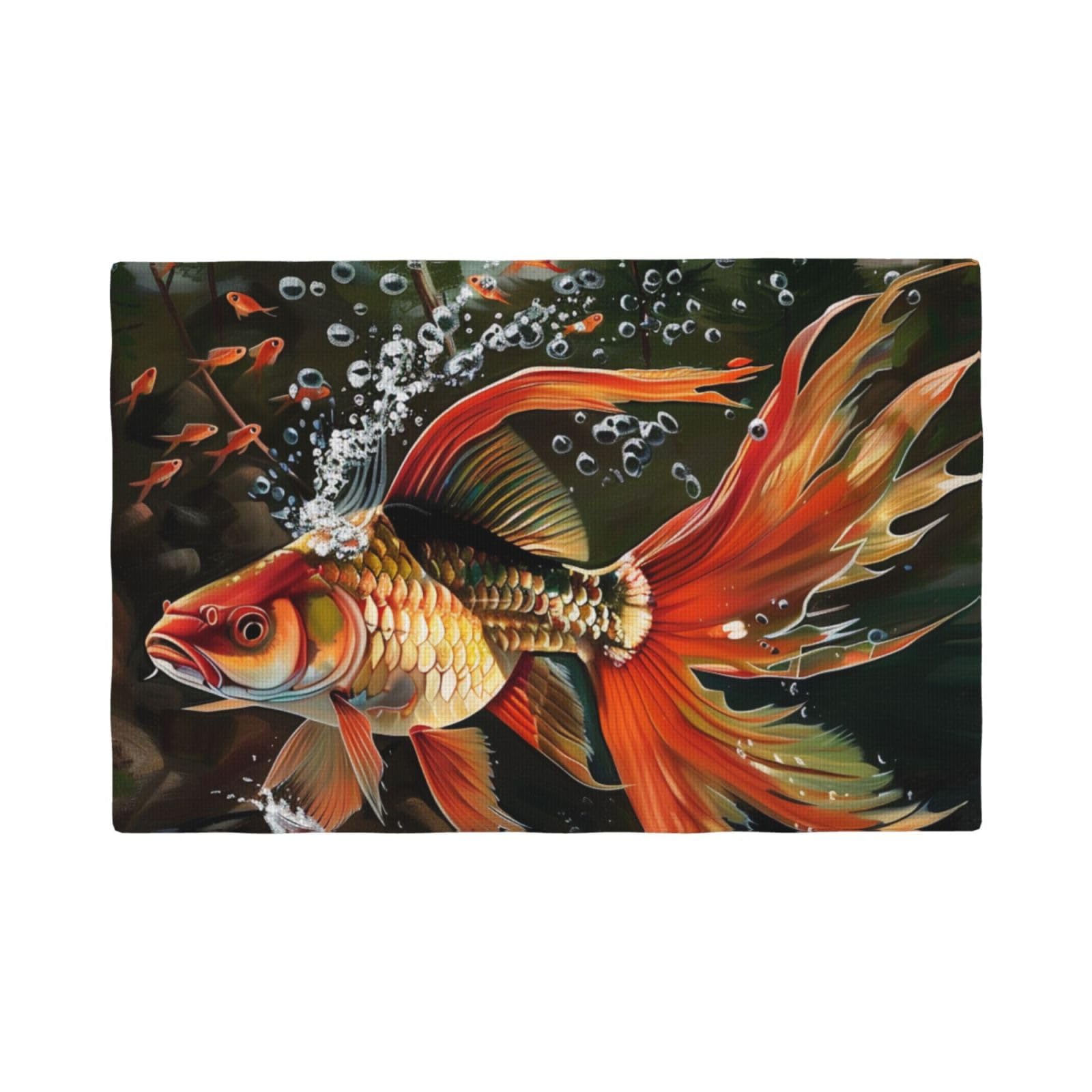 Safflower Flying Fish Print Placemats Set, Heat Resistant Washable Placemat 12x18in Table Mats for Party Kitchen Dining Table Decoration Indoor Outdoor, Six Piece